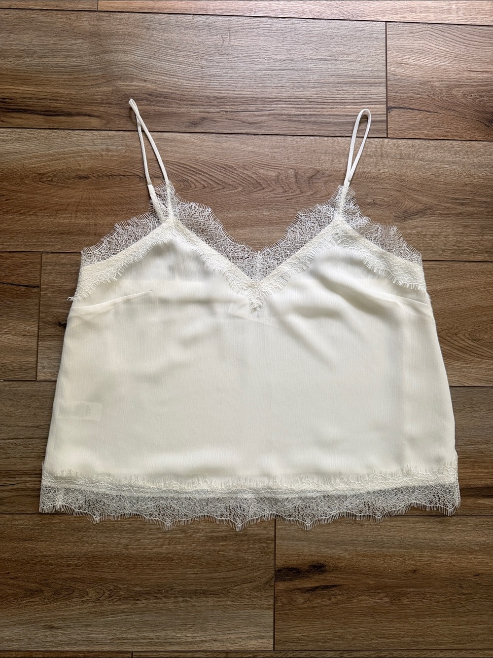 LOFT Cream Lace-Trim Satin Cami